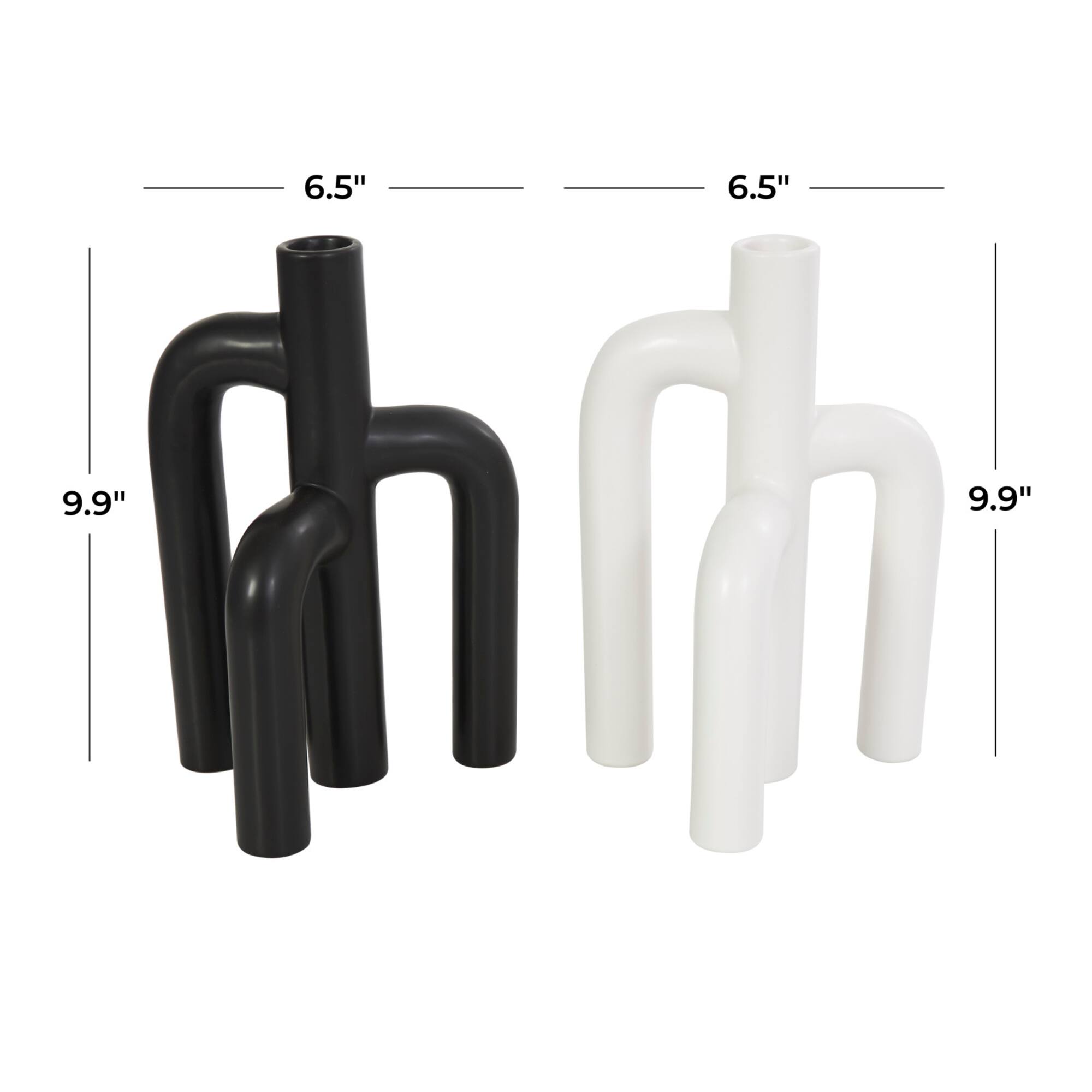 CosmoLiving by Cosmopolitan 10" Black & White Ceramic Abstract 3-Arch Vase Set